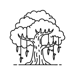 banyan tree icon, banyan tree vector illustration-simple illustration of banyan tree, perfect for banyan tree logos and icons