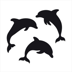 Obraz premium Swimming dolphin silhouette vector art, marine mammal isolated.
