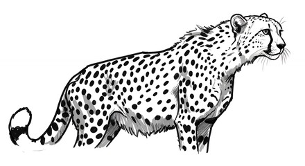 Fototapeta premium Detailed illustration of a cheetah showcasing its elegance and speed in natural motion