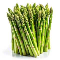 Asparagus spears, isolated on a pure white background