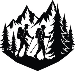 Adventure Hiking Silhouette Vector | Outdoor, Trekking & Mountain Icon
