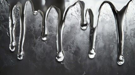 Clear Liquid Drips Down a Textured Dark Surface for Creative Design