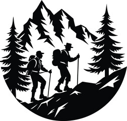 Adventure Hiking Silhouette Vector | Outdoor, Trekking & Mountain Icon