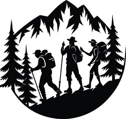 Adventure Hiking Silhouette Vector | Outdoor, Trekking & Mountain Icon