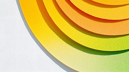 Abstract background with vibrant yellow orange and green layered circles on white.