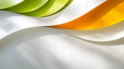 Abstract flowing paper design with vibrant green yellow and white wave shapes.