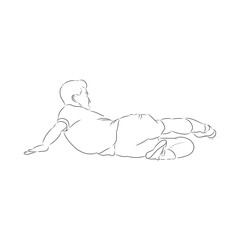 Line Art Illustration of a Soccer Player Sliding on the Ground