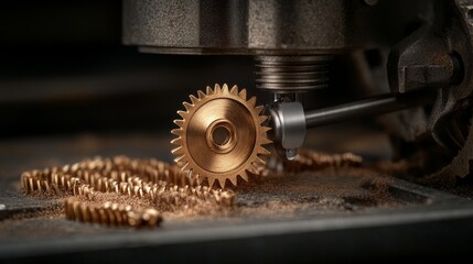 Showcase of ornamental clock gears mechanical craftsmanship in watchmaking close-up industrial environment