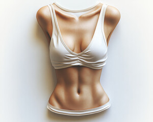 image of white camisole on mannequin torso isolated on white background showcasing fashion design and textile details