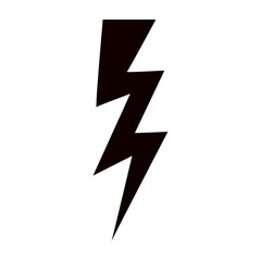 Thunder hand style comic energy flash. Drawn lightning bolt electric icon. Flat vector illustration isolated on white background.