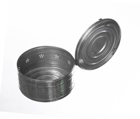 sterile surgical medical steel container isolated on white background