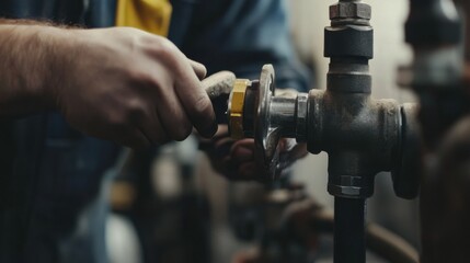 Plumber sealing a pipe joint during a home renovation project. Featuring focus and technique