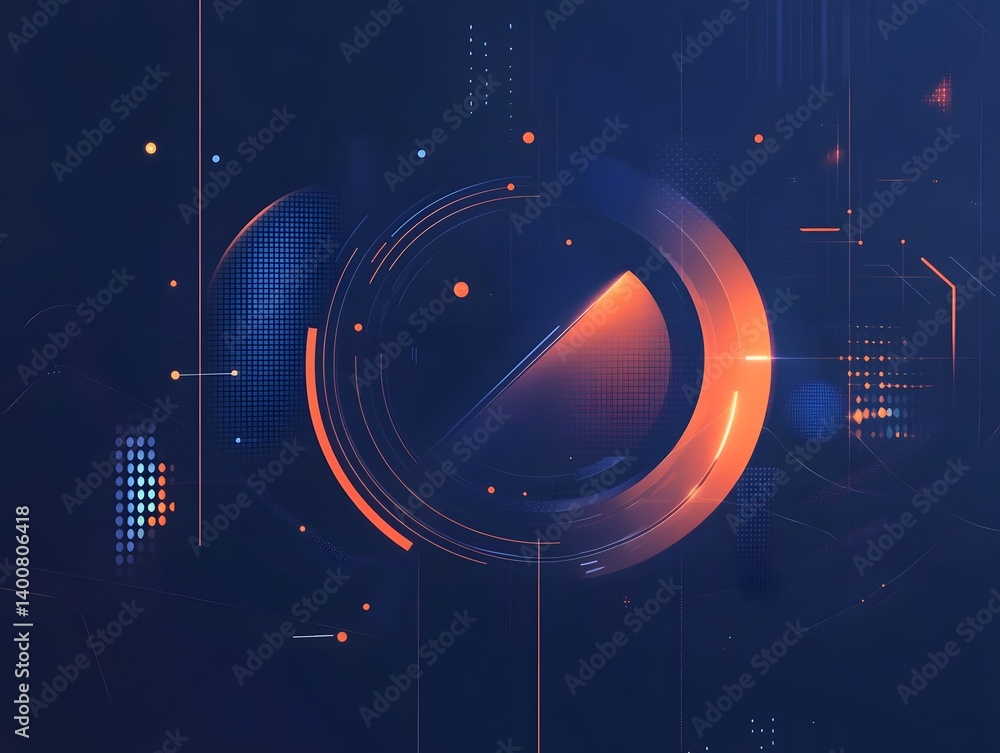 Poster a dynamic abstract design showcasing geometric shapes and vibrant colors on a dark background. ideal