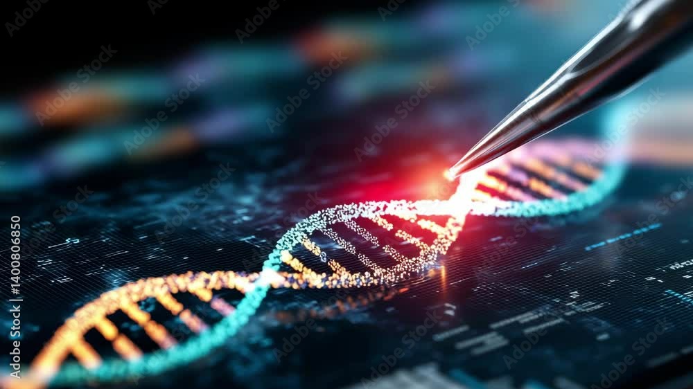 Aufkleber a close look at a scientist manipulating a pen over a digital display of a dna double helix in a res