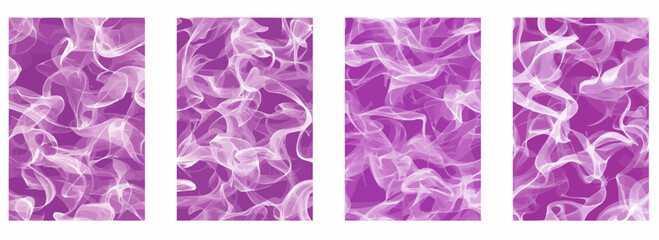 Vector pattern set of smoke lines on a clean purple background