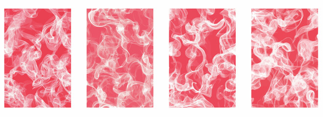 Vector pattern set of a repetition of smoke lines on a red background