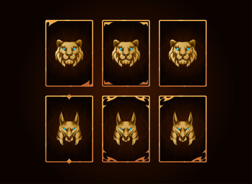 set of back animal card design frame template vector game illustration