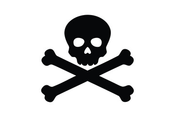 Skull and bones silhouette on white background