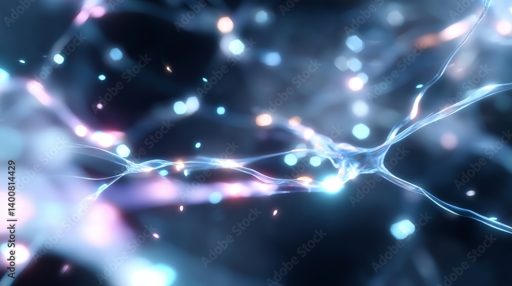Poster captivating abstract representation of neural connections illuminated by soft glowing lights