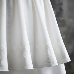 White Sheer Embroidered Fabric Close Up View