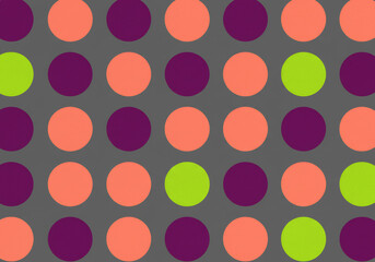 Colorful Abstract Dot Pattern Background Coral Purple Lime Circles on Grey