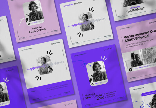 Modern Podcast Social Media Set