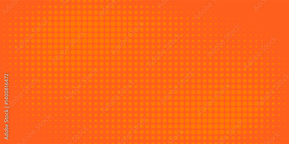 Poster dots halftone orange color pattern gradient texture with technology digital background. dots pop art