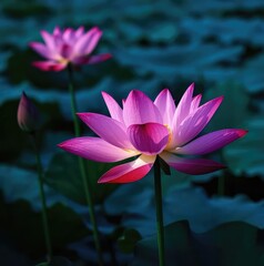 Obraz premium lotus flower blooms in the lake