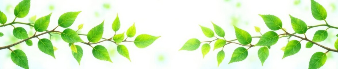 Fototapeta premium green leaf branches isolated on white background, greenery, green leaves