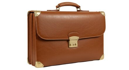 Isolated Brown Leather Briefcase