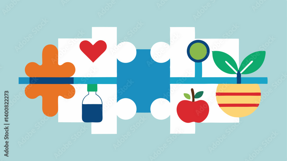 Poster puzzle pieces two interlocking puzzle pieces one representing genetics with symbols for dna and the 