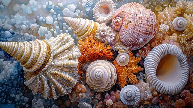 Exquisite shells and ocean materials