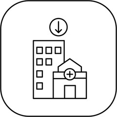 hospital icon design arrow down