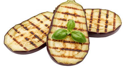 Isolated grilled eggplant slices