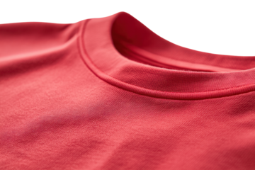 A flat-lay image of a red men's classic t-shirt, with the front and back of the shirt visible. The shirts vibrant red color contrasts against the white background