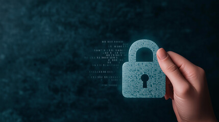 Digital representation of a lock for a cyber security concept