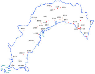 Obraz premium 高知県 地図 白 斑点 イラスト