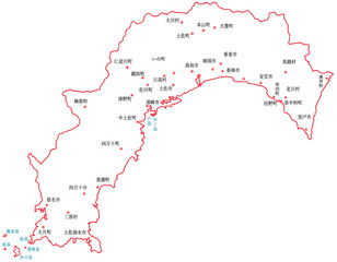 高知県　地図　白　斑点　イラスト
