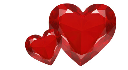 Isolated Red Ruby Hearts