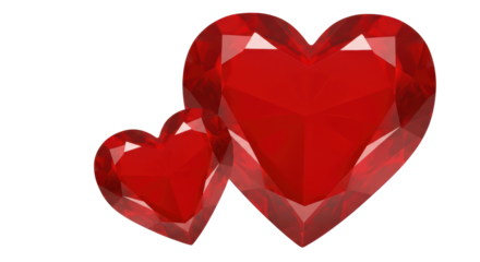 Isolated Red Ruby Hearts