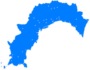 Obraz premium 高知県 地図 ブルー 斑点 イラスト