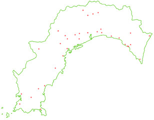 高知県　地図　白　斑点　イラスト