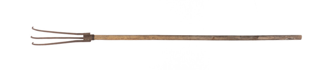 garden pitchfork rake isolated on white background