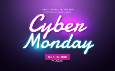 Cyber monday glow text effect editable