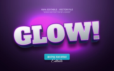 White purple glow 3d text effect editable