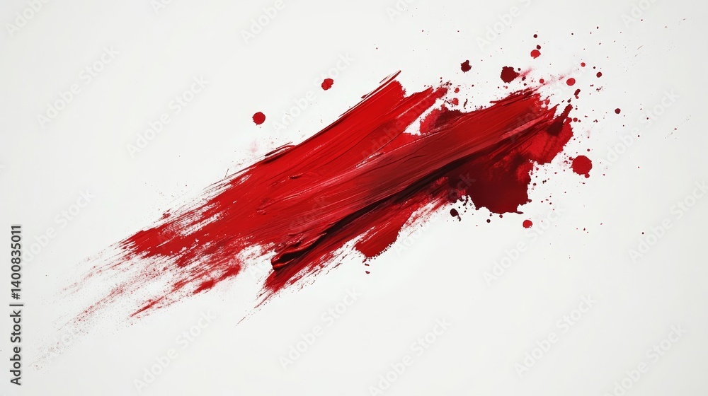 Poster hyperrealistic red brush stroke isolated on white background in high detail png format