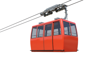Isolated Red Cable Car Cabin