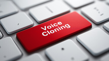 Fototapeta premium Voice Cloning Technology on Computer Keyboard