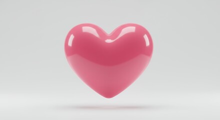 Glossy pink heart symbol with soft lighting and clean background for love and affection concepts