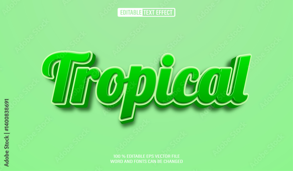 Poster editable 3d text style effect - tropical text effect template
